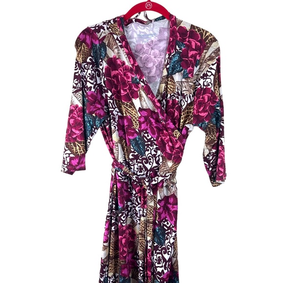 Soft Surroundings Salvadora Faux Wrap Dress L Maxi  Floral Multicolor 3/… - Picture 11 of 16